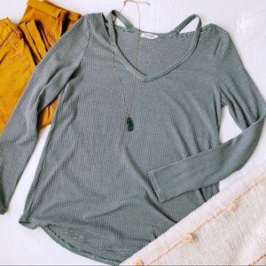 Promesa Striped Ribbed Long Sleeve Shirt